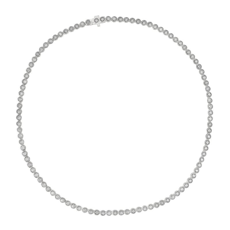 10 CTW Round Cut Bezel Lab Grown Tennis Necklace