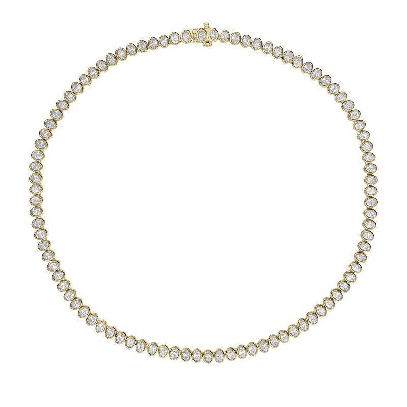 15 1/4 CTW Oval Cut Bezel Lab Grown Tennis Necklace