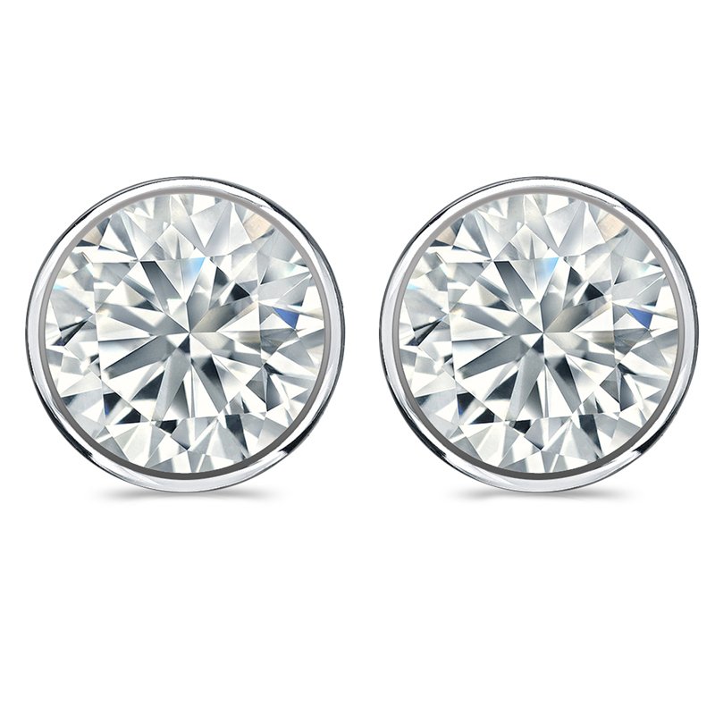 14KT Gold 1 CTW Lab Grown Round Bezel Studs