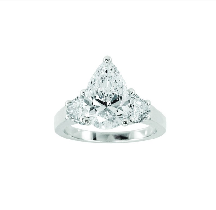4.00 Ctw Ring with 3 Ct Center Pear Cut Lab-Grown Diamond