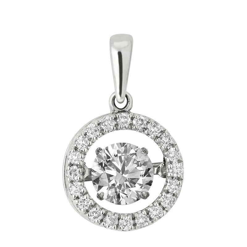 14KT Gold Lab Grown Dancing Diamond Pendant