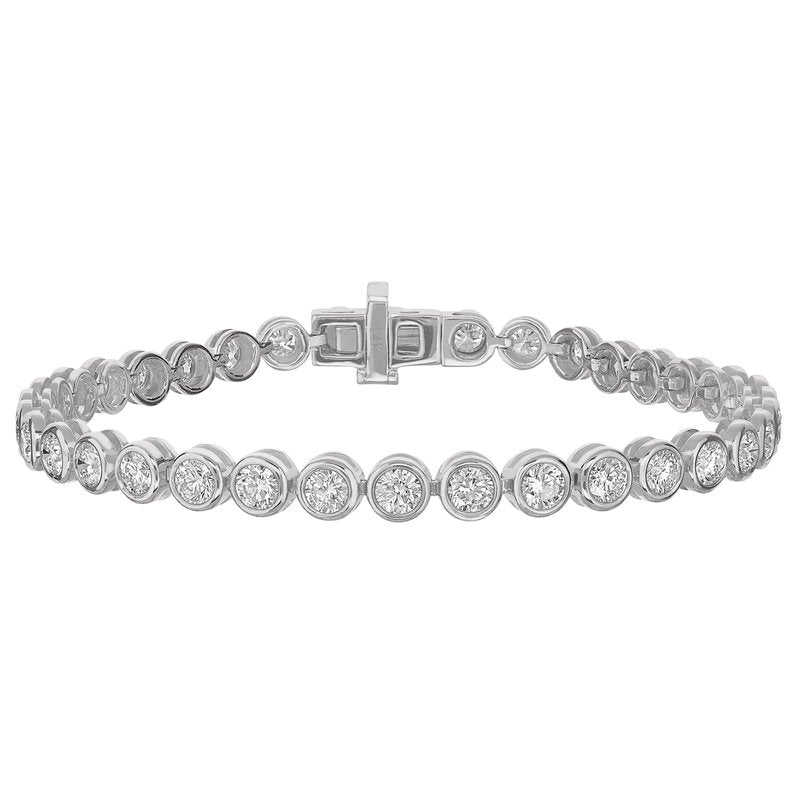 14KT Gold Lab Grown Diamond Round Bezel Tennis Bracelet