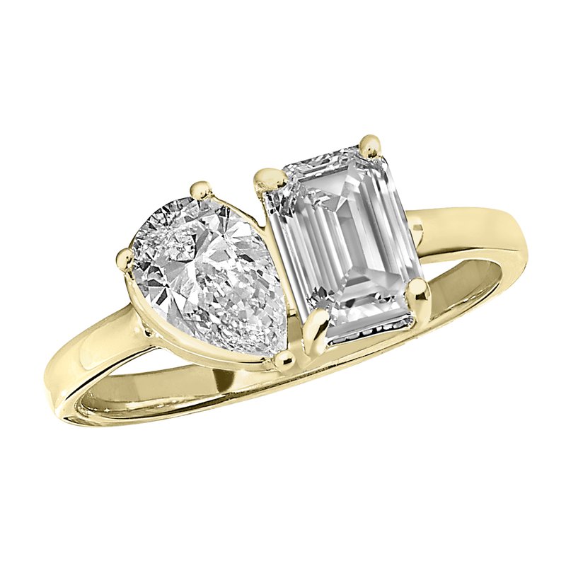 14KT Gold 2CTW Lab Grown Diamond Toi et Moi Ring