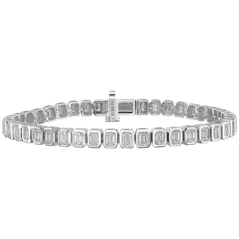6 CTW Lab Grown Emerald Cut Bezel Diamond Tennis Bracelet