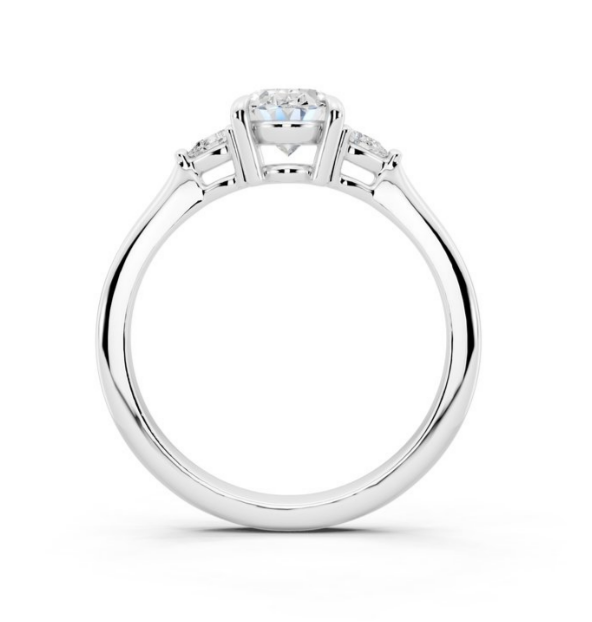 Centre Oval Cut Lab-Grown Diamond With Petite Pear Side Stone Ring