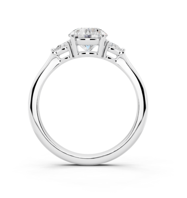 Centre Round Lab-Grown Diamond With Petite Pear Side Stone Ring