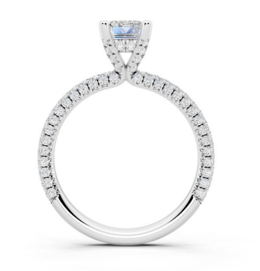 Emerald Cut Lab-Grown Diamond Double Hidden Halo Ring