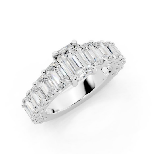 Emerald Cut Lab-Grown Diamond Graduating Eternity Ring