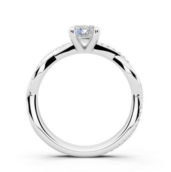 Emerald Cut Petite Twisted Ring Lab-Grown Diamond