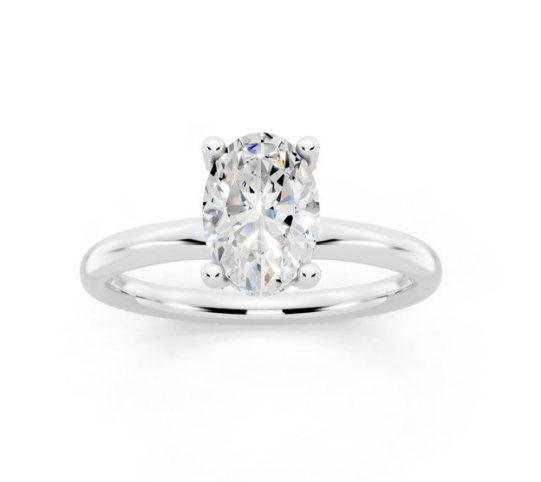 Oval Cut Lab-Grown Diamond Hidden Halo Crown Ring