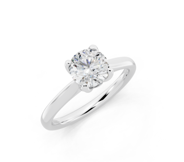 Round Solitaire Lab-Grown Diamond Petal Prong Ring