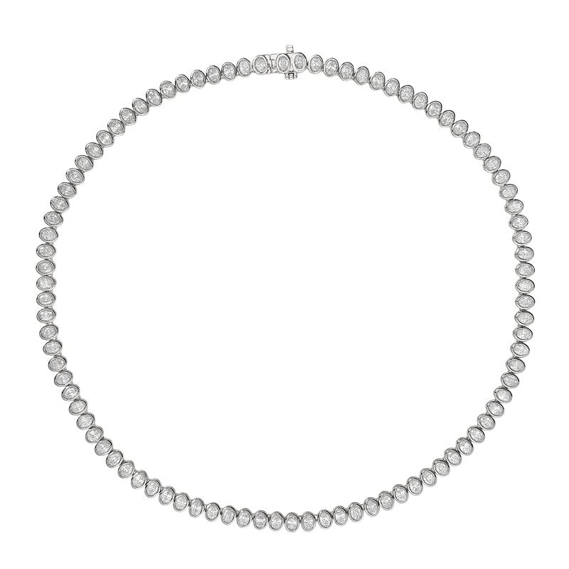 15 1/4 ctw LAB GROWN OVAL BEZEL SET DIAMOND TENNIS NECKLACE