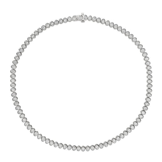 15 1/4 ctw LAB GROWN OVAL BEZEL SET DIAMOND TENNIS NECKLACE