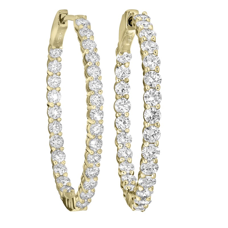 14KT Gold Lab Grown Diamond In-And-Out Hoops Oval