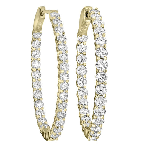 14KT Gold Lab Grown Diamond In-And-Out Hoops Oval
