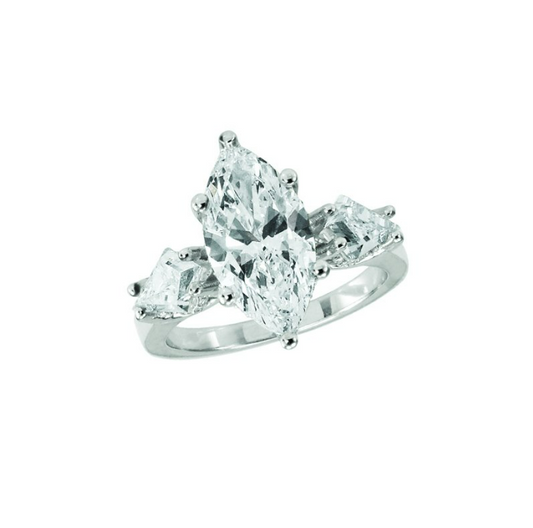 4.50 Ctw Ring with 3 Ct Center Marquise Lab-Grown Diamond