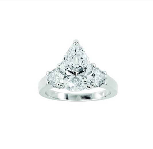4.00 Ctw Ring with 3 Ct Center Pear Cut Lab-Grown Diamond