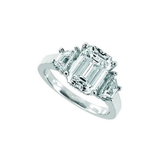 4.00 Ctw Ring with 3 Ct Center Emerald Cut Lab-Grown Diamond