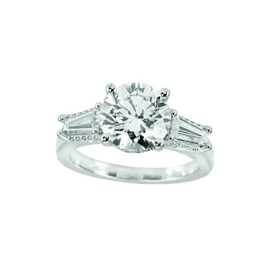 4.00 Ctw Ring with 3 Ct Center Round Lab-Grown Diamond