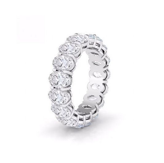 Oval 4 Prong Basket Setting Eternity Lab-Grown Diamond Band