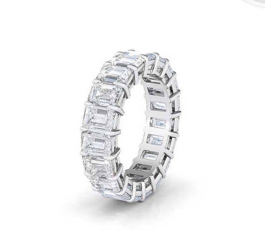 Emerald Cut 4 Prong Basket Setting Lab-Grown Diamond Eternity Ring