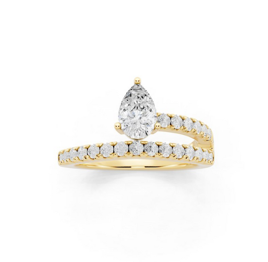 1 CTW Centre Pear and Side Round Lab-Grown Diamond Fashion Ring