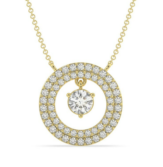 1 3/4 CTW Lab Grown Circle Pendant With 1 CT Center