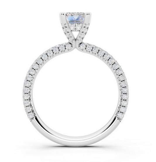 Emerald Cut Lab-Grown Diamond Double Hidden Halo Ring
