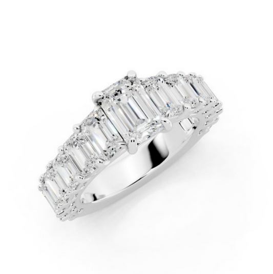 Emerald Cut Lab-Grown Diamond Graduating Eternity Ring
