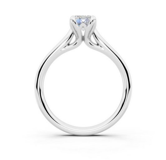 Emerald Cut Solitaire Lab-Grown Diamond Petal Prong Ring