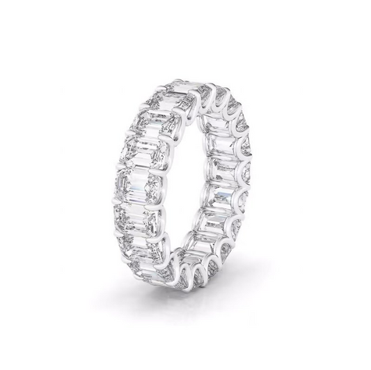 Emerald Cut U Prong Setting Eternity Lab-Grown Diamond Band