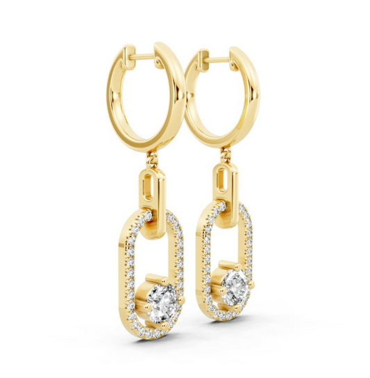 1 1/2 CTW Fashion Paperclip Pave Dangle Earrings