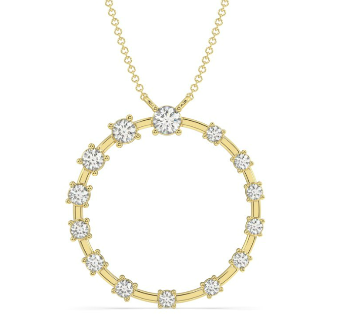 1 CTW Lab Grown Graduated Eternity Circle Pendant