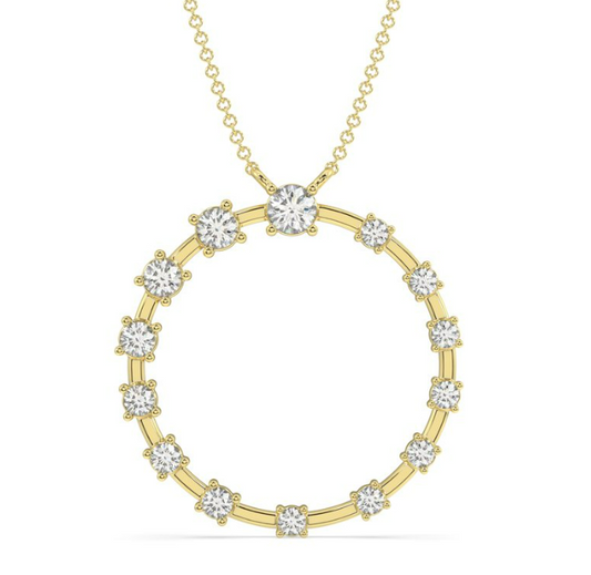 1 CTW Lab Grown Graduated Eternity Circle Pendant