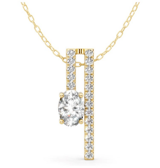1 CTW Oval and Side Round Pave Fashion Pendant