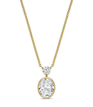 3 CTW Lab Grown Oval Bezel Pendant