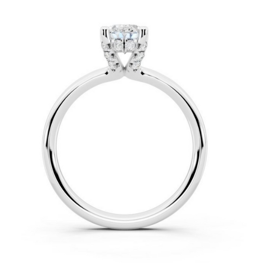 Oval Cut Lab-Grown Diamond Hidden Halo Crown Ring