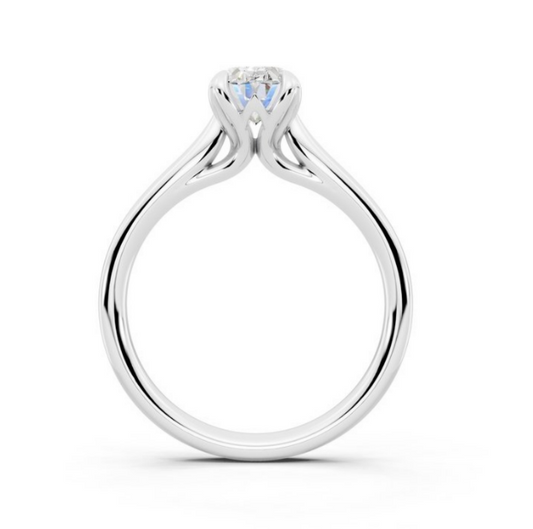 Oval Solitaire Lab-Grown Diamond Petal Prong Ring