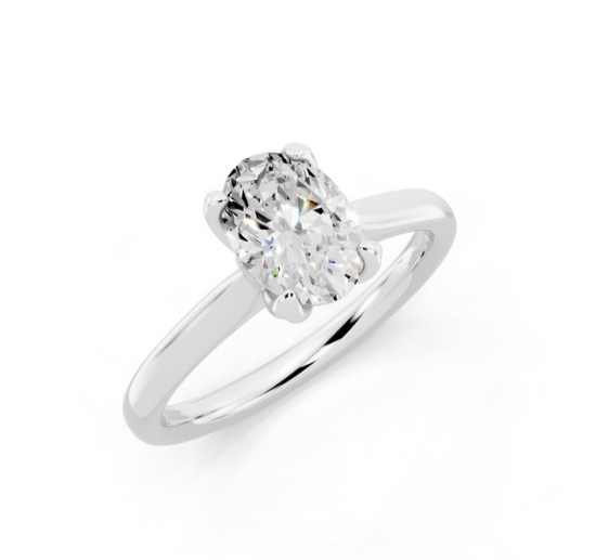 Oval Solitaire Lab-Grown Diamond Petal Prong Ring