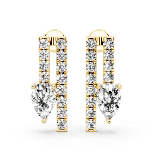 1 CTW Pear and Side Round Pave Fashion Earrings