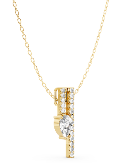 1 CTW Pear and Side Round Pave Fashion Pendant