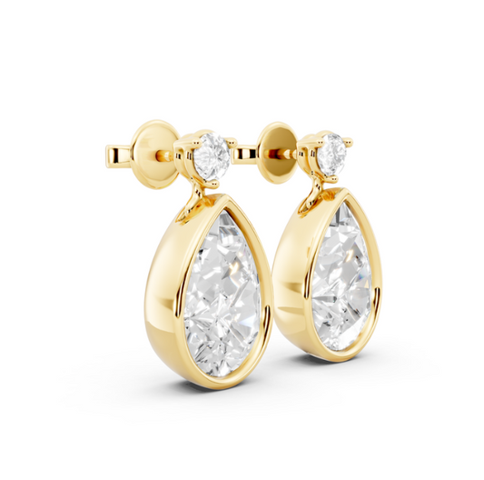 3 CTW Pear Bezel Fashion Earring