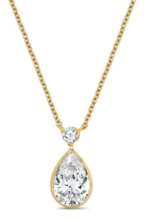 3 CTW Lab Grown Pear Bezel Pendant