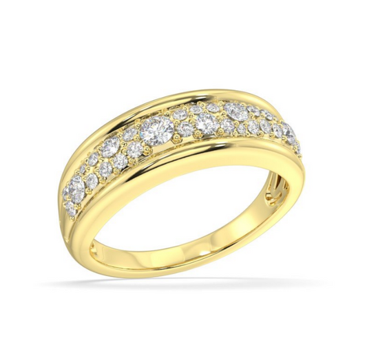 1/2 CTW Lab-Grown Diamond Ridge Border Ring