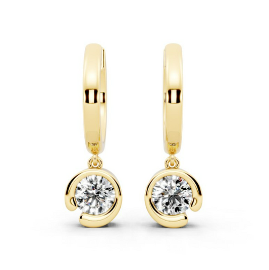 1 1/2 CTW Round Bezel Fashion Earrings