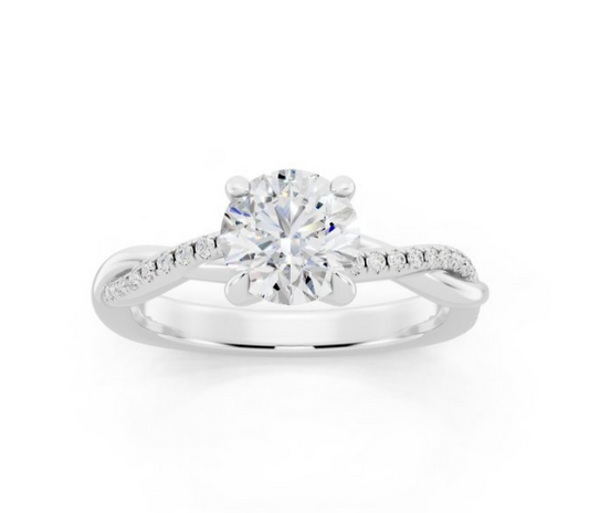 Round Petite Twisted Ring Lab Grown Diamond