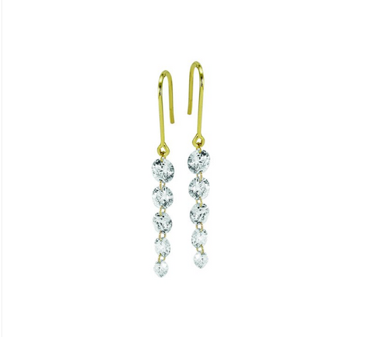 Round Lab-Grown Diamond Drill Graduating Earrings