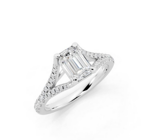 Split Shank Emerald Cut Lab-Grown Diamond Centre Ring