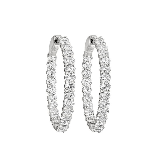2 CTW Sterling Silver Lab Grown Round Hoop Earring