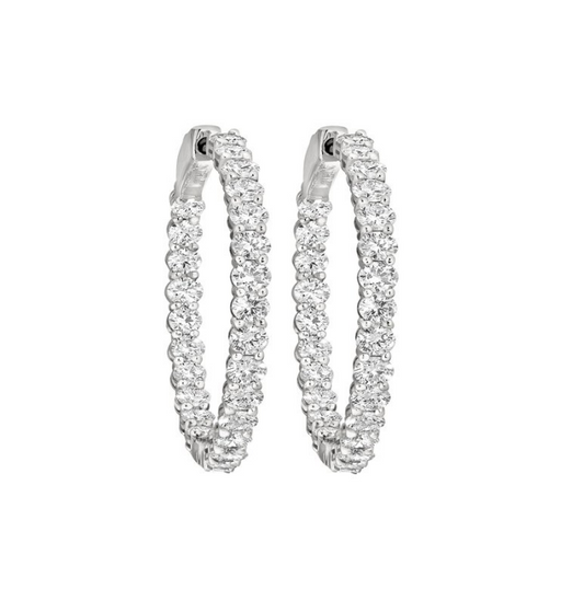 2 CTW Sterling Silver Lab Grown Round Hoop Earring